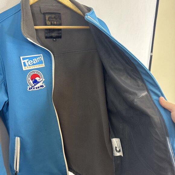 Carve Korea Ski Instructors Team Softshell Jacket Men’s XL Blue Patches - Picture 7 of 9